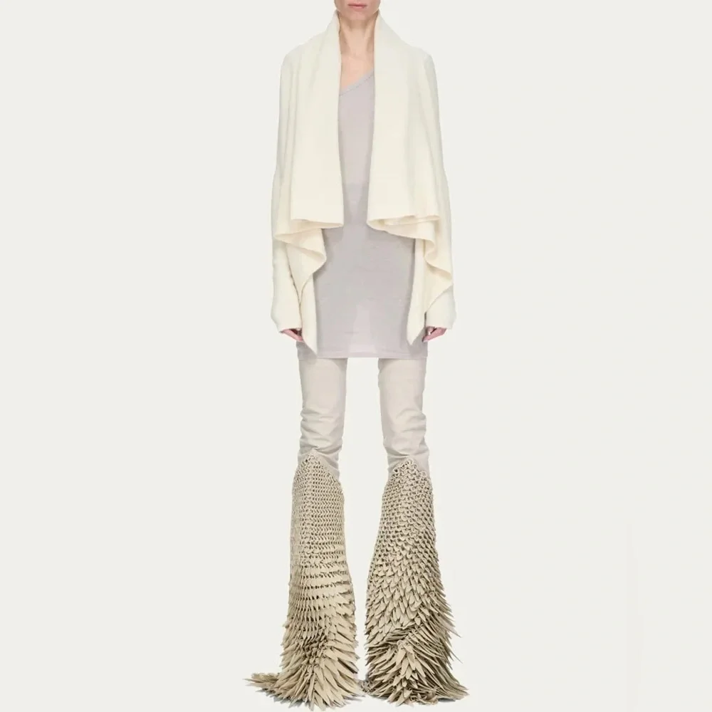 Rick Owens Fogachine SS22 Shawl Wrap Asymmetric Wool Cardigan FLAWED PLEASE READ